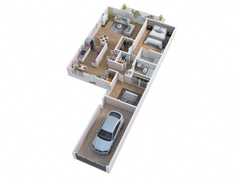 Floor plan for 2 beds, 2 baths, 925 sqft